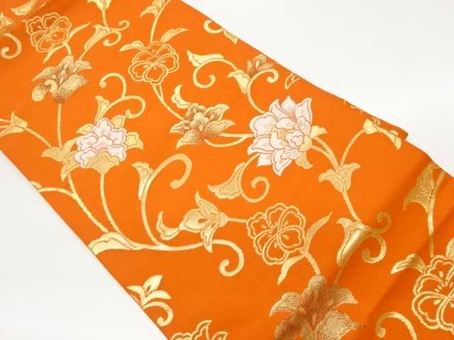 JAPANESE KIMONO / VINTAGE NAGOYA OBI / WOVEN FLOWER ARABESQUE
